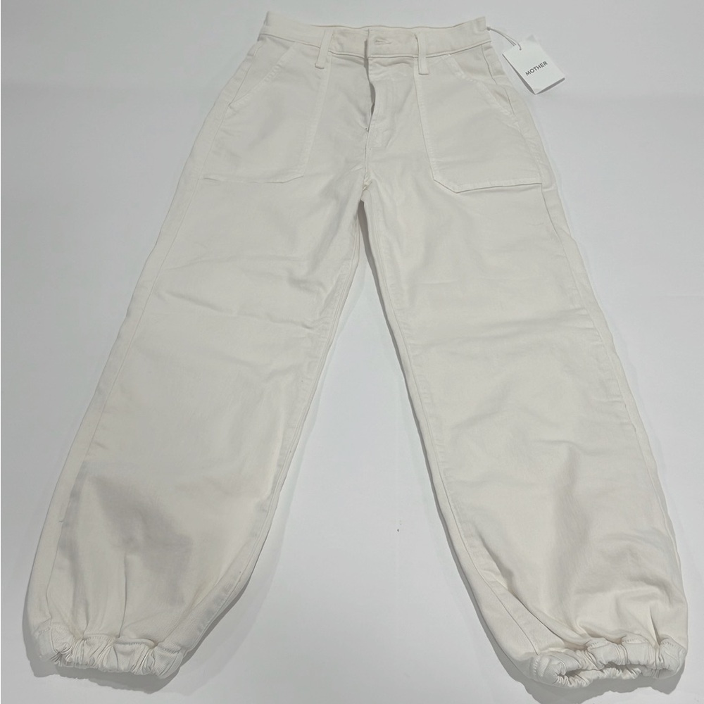 MOTHER Women’s High-Rise Wrapper Patch Springy Ankle Jeans Ivory - NWT